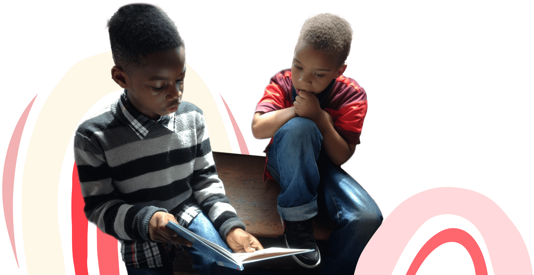 Photo of two children reading