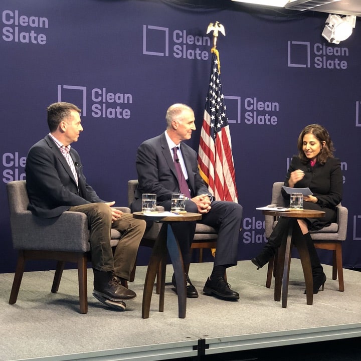 November 15, 2018 | David Plouffe, Head of Policy & Advocacy at CZI (left) Mark Holden, General Counsel and Senior Vice President of Koch Industries (center) and Neera Tanden, President and CEO of the Center for American Progress (right) discuss Clean Slate policies at a bipartisan convening in Washington D.C