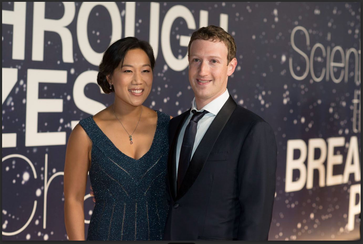 Priscilla Chan and Mark Zuckerberg arrive at the 2nd Annual Breakthrough Prize Award Ceremony at the NASA Ames Research Center on Sunday, Nov. 9, 2014 in Mountain View, California.