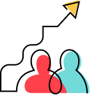Stylized "Learn About Our Grantees" icon of two interconnected figures beneath a diagonal ascending arrow (CZI Single-Cell Biology).
