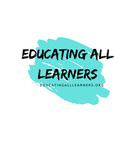 Educating All Learners logo, with black text, and cyan brushstrokes in the background (CZI Education Resource Library).