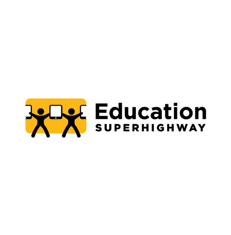 EducationSuperHighway logo, with black and yellow text, and an icon of two human figures interspersed with mobile device screens at left (CZI Education Resource Library).