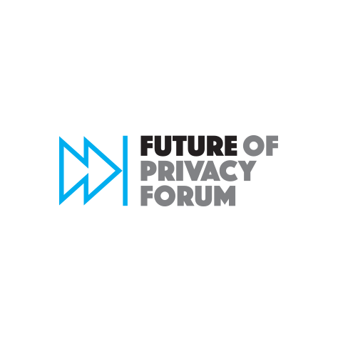 Future of Privacy Forum logo, with black and gray text, and a bright blue "fast forward" arrows icon at left (CZI Education Resource Library).