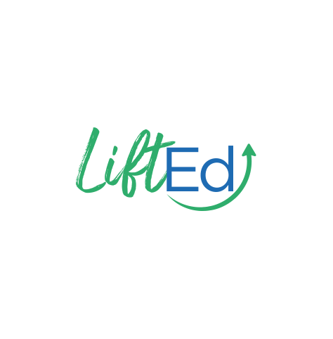 LiftEd logo, with green and blue cursive and regular text, and a sweeping green circular arrow from underneath to the right of "Ed" (CZI Education Resource Library).