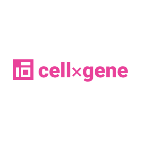 cellXgene logo, pink text with square white on pink icon at left.