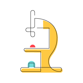 Stylized Science icon of a microscope.