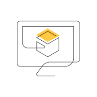 Stylized "Product Management" icon of a computer monitor displaying a yellow cube on its screen (CZI Candidate Resources).