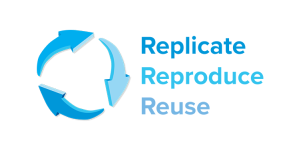 Replicate, reproduce, reuse logo