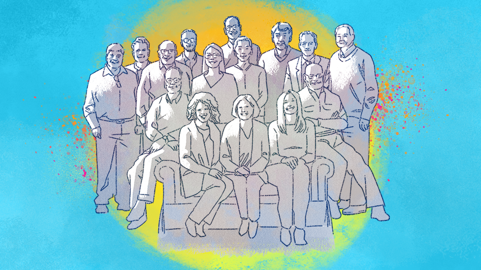 An illustration of a team of the Polyamigos team. 
