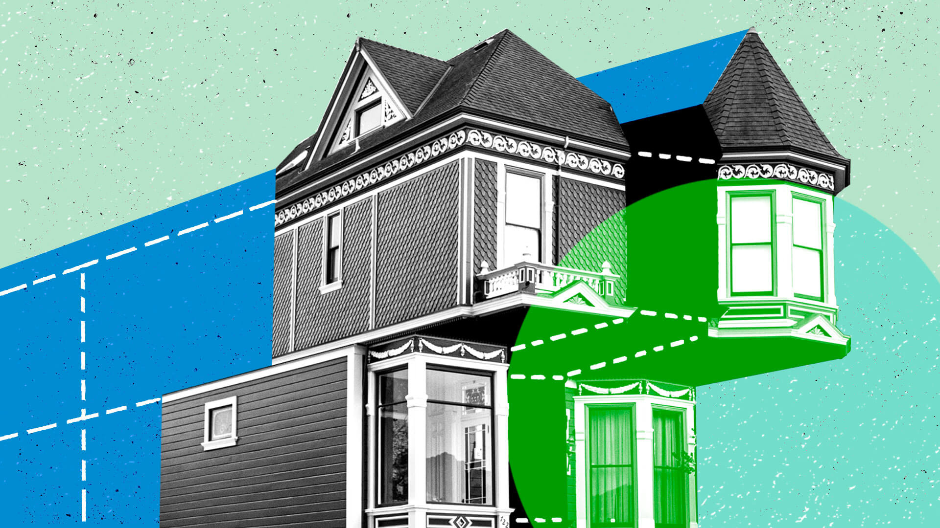 An image of a home divided into two.