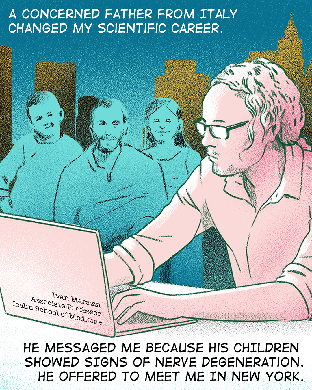 Illustration of influenza, in the background is a coffee cup and plate with knife and fork