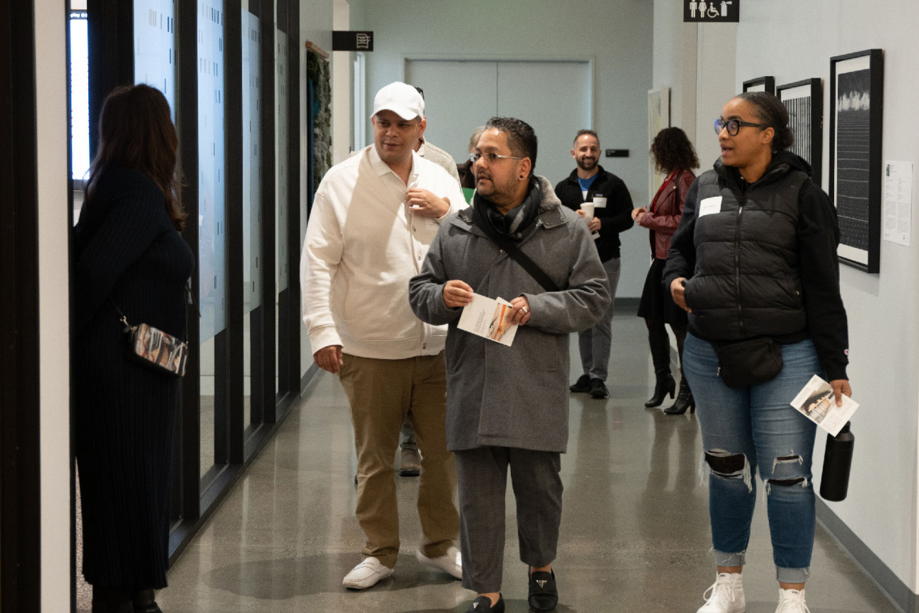 Attendees tour the CZI Community Space during an Open House on Jan. 18, 2024.